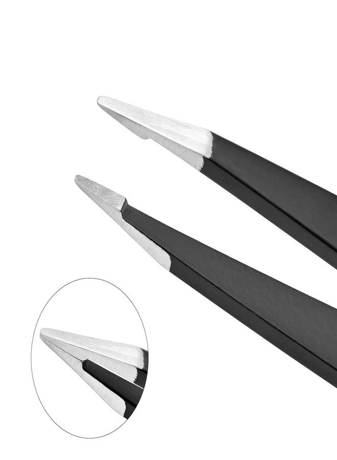 Smafixt Tweezers for Women and Men Facial hair, 2-Pack Slant and Point Precision Eyebrow Tweezers Set for Splinter and Ingrown Hair Removal - Image 5